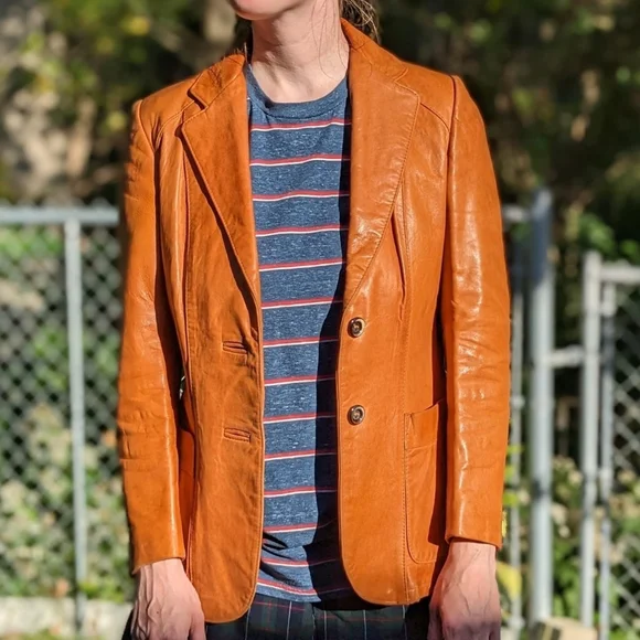 [H]SHEEP LEATHER 70‘S SPORTS JACKET H]SHEEP LEATHER 70'S SPORTS JACKET H]SHEEP LEATHER 70'S SPORTS